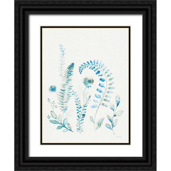 Nai, Danhui 12x14 Black Ornate Wood Framed with Double Matting Museum Art Print Titled - Malmo Garden II Linen Dark