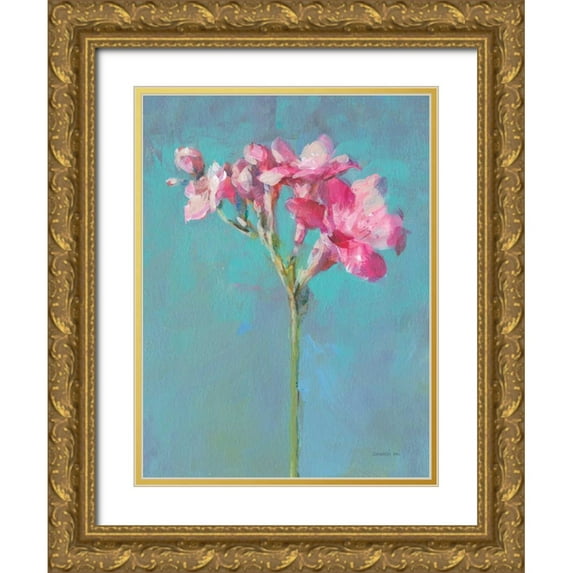 Nai, Danhui 12x14 Gold Ornate Wood Framed with Double Matting Museum Art Print Titled - Modern Freesia I