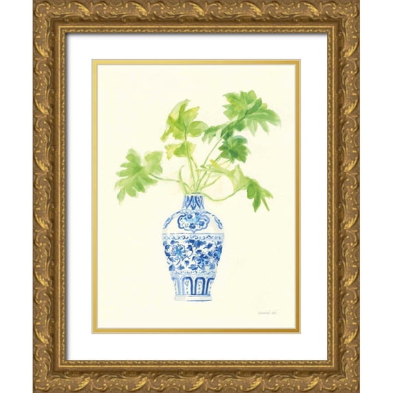 Nai, Danhui 12x14 Gold Ornate Wood Framed with Double Matting Museum Art Print Titled - Palm Chinoiserie III