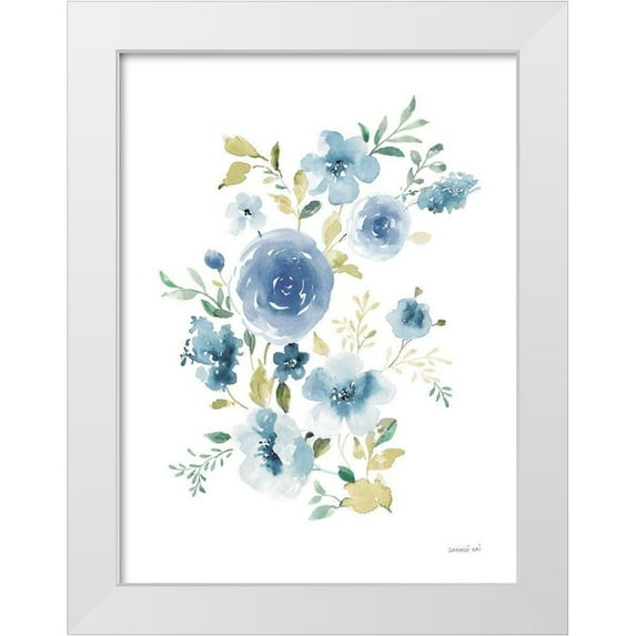 Nai, Danhui 12x14 White Modern Wood Framed Museum Art Print Titled - Floral Serenade I