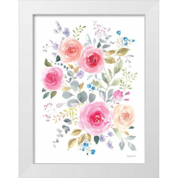 Nai, Danhui 12x14 White Modern Wood Framed Museum Art Print Titled - Lush Roses I