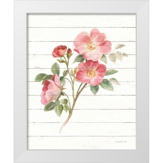 Nai, Danhui 12x14 White Modern Wood Framed Museum Art Print Titled - Sprigs of Summer II