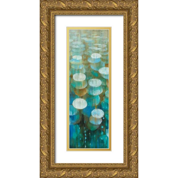 Nai, Danhui 13x32 Gold Ornate Wood Framed with Double Matting Museum Art Print Titled - Raindrops II