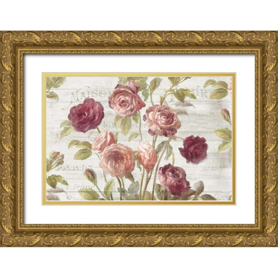 Nai, Danhui 14x11 Gold Ornate Wood Framed with Double Matting Museum Art Print Titled - French Roses I
