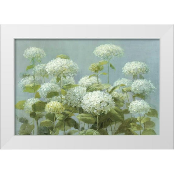 Nai, Danhui 14x11 White Modern Wood Framed Museum Art Print Titled - White Hydrangea Garden