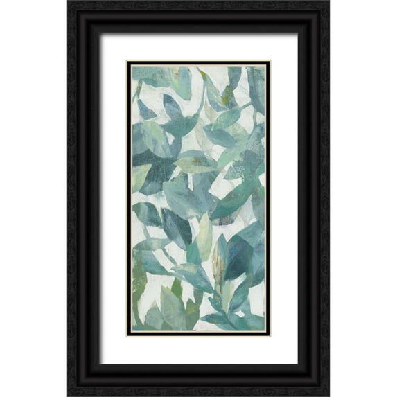 Nai, Danhui 14x24 Black Ornate Wood Framed with Double Matting Museum Art Print Titled - Summer Garden Greenery II Light