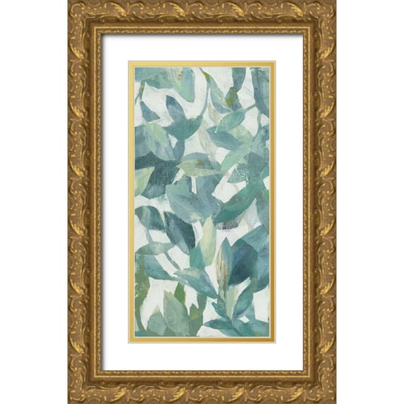 Nai, Danhui 14x24 Gold Ornate Wood Framed with Double Matting Museum Art Print Titled - Summer Garden Greenery II Light