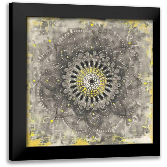 Nai, Danhui 15x15 Black Modern Framed Museum Art Print Titled - Gray Concentric Mandala