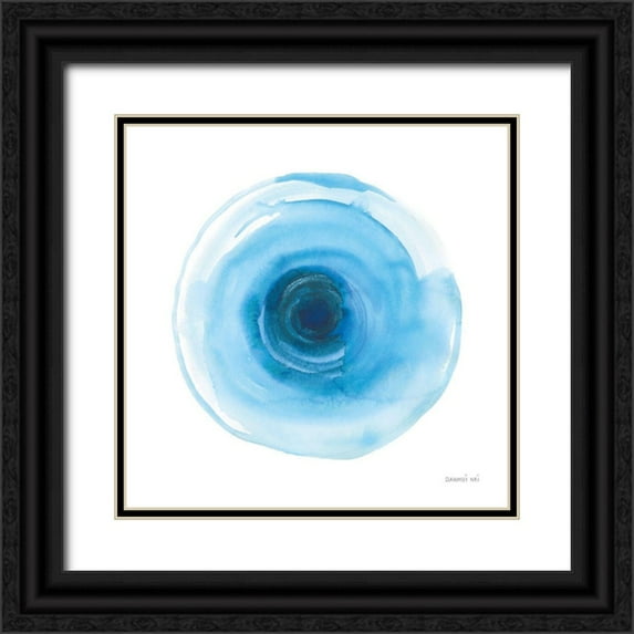 Nai, Danhui 15x15 Black Ornate Wood Framed with Double Matting Museum Art Print Titled - Center of Blue I