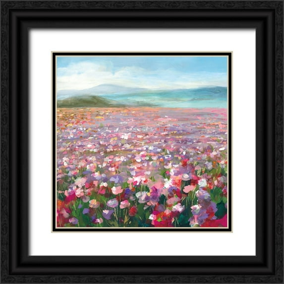 Nai, Danhui 15x15 Black Ornate Wood Framed with Double Matting Museum Art Print Titled - Headland Wildflowers