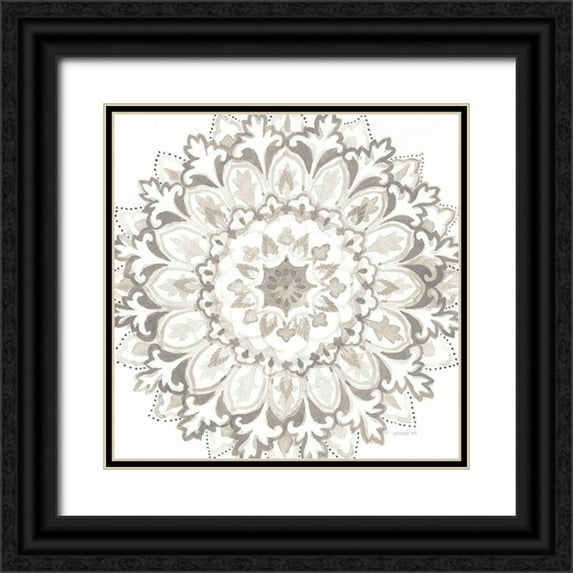 Nai, Danhui 15x15 Black Ornate Wood Framed with Double Matting Museum Art Print Titled - Mandala Delight II Neutral Crop
