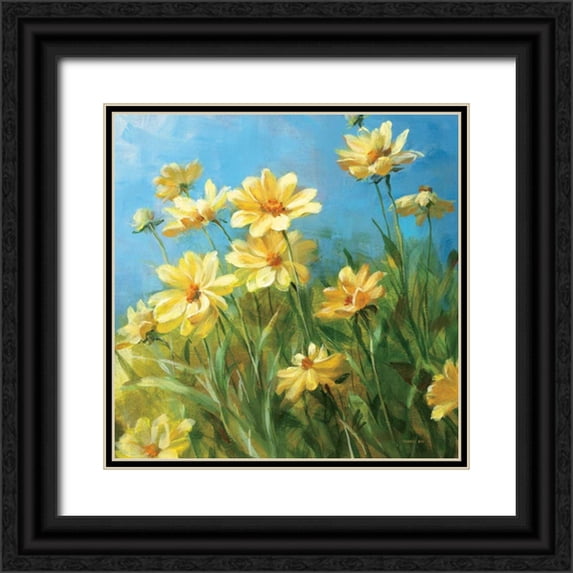 Nai, Danhui 15x15 Black Ornate Wood Framed with Double Matting Museum Art Print Titled - Summer Field I