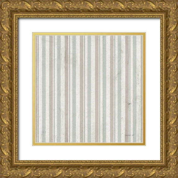 Nai, Danhui 15x15 Gold Ornate Wood Framed with Double Matting Museum Art Print Titled - French Roses Pattern IIA