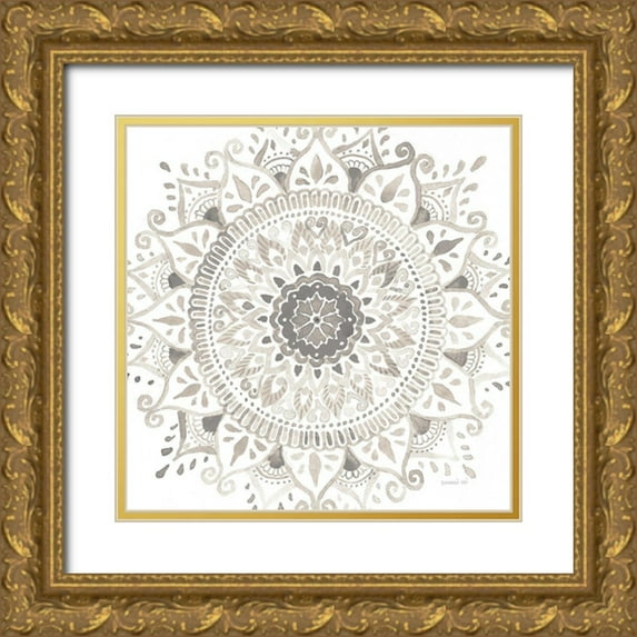 Nai, Danhui 15x15 Gold Ornate Wood Framed with Double Matting Museum Art Print Titled - Mandala Delight I Neutral Crop