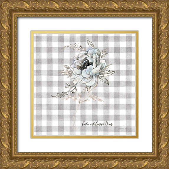 Nai, Danhui 15x15 Gold Ornate Wood Framed with Double Matting Museum Art Print Titled - Sketchbook Garden VIII Checker Gather