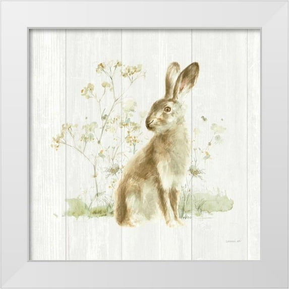 Nai, Danhui 15x15 White Modern Wood Framed Museum Art Print Titled - Meadows Edge VII on Wood