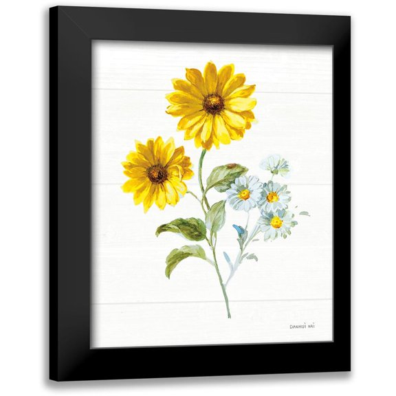 Nai, Danhui 15x18 Black Modern Framed Museum Art Print Titled - Bees and Blooms Flowers IV