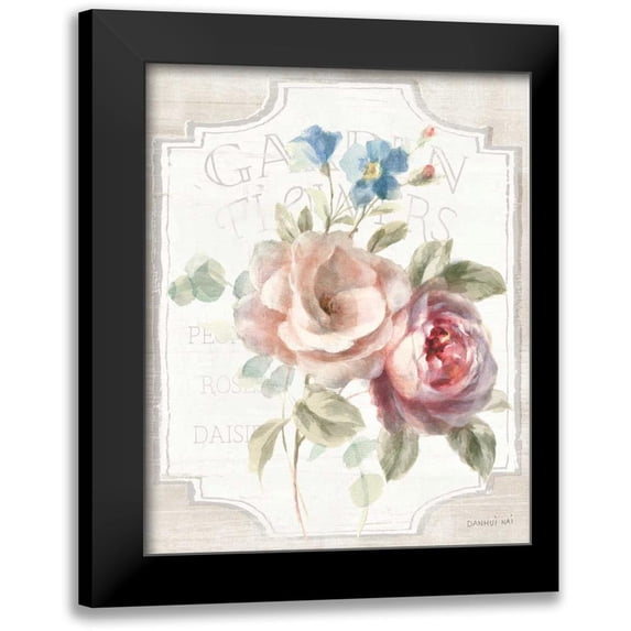 Nai, Danhui 15x18 Black Modern Framed Museum Art Print Titled - Cottage Garden IV on wood