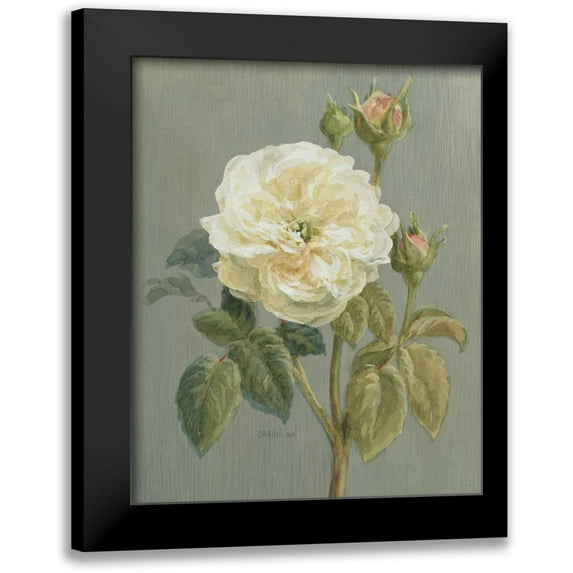 Nai, Danhui 15x18 Black Modern Framed Museum Art Print Titled - Heirloom White Rose