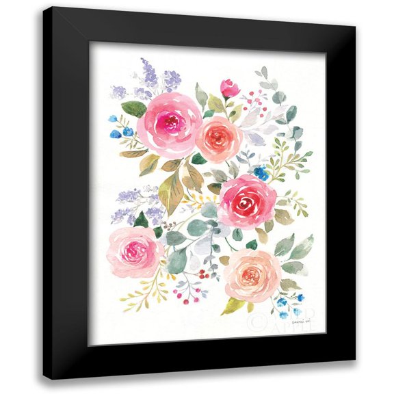 Nai, Danhui 15x18 Black Modern Framed Museum Art Print Titled - Lush Roses II