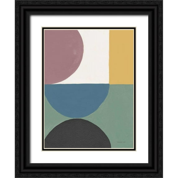 Nai, Danhui 15x18 Black Ornate Wood Framed with Double Matting Museum Art Print Titled - Colorful Retro Abstract V