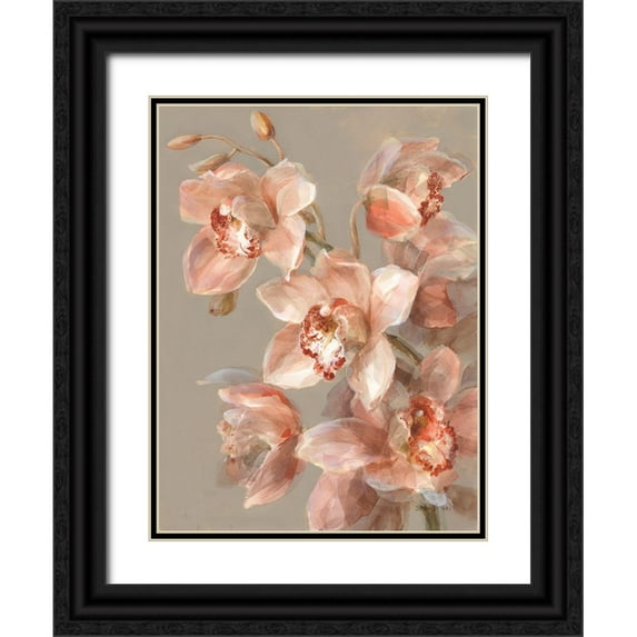 Nai, Danhui 15x18 Black Ornate Wood Framed with Double Matting Museum Art Print Titled - Delicate Orchid II