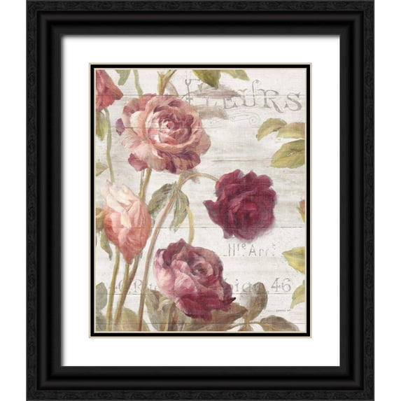 Nai, Danhui 15x18 Black Ornate Wood Framed with Double Matting Museum Art Print Titled - French Roses II
