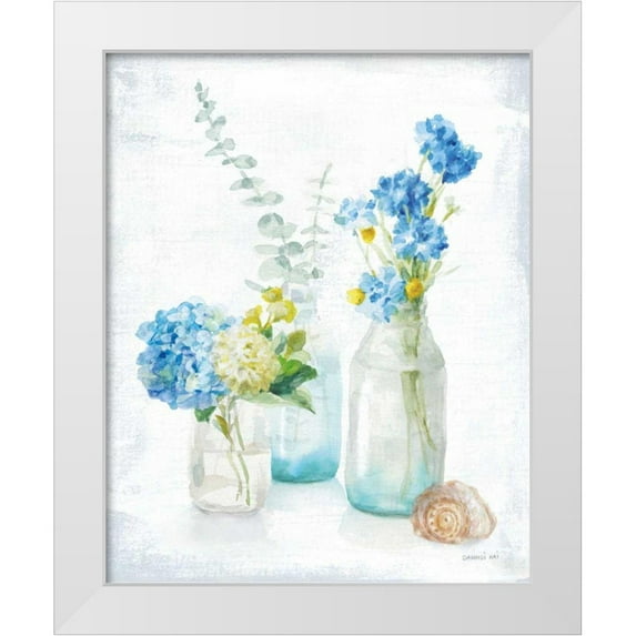 Nai, Danhui 15x18 White Modern Wood Framed Museum Art Print Titled - Beach Cottage Florals III