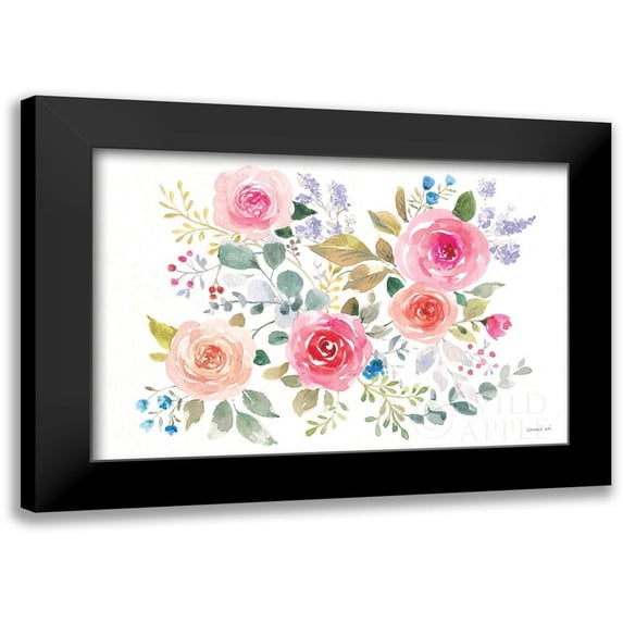 Nai, Danhui 18x13 Black Modern Framed Museum Art Print Titled - Lush Roses II Horizontal