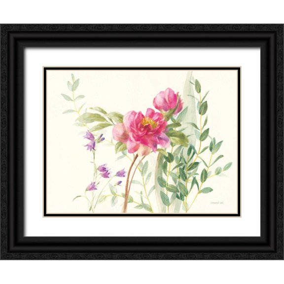 Nai, Danhui 18x15 Black Ornate Wood Framed with Double Matting Museum Art Print Titled - Flourish I