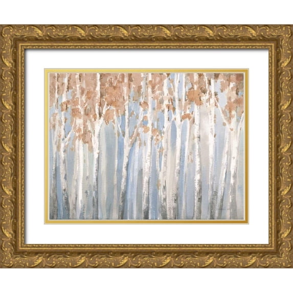 Nai, Danhui 18x15 Gold Ornate Wood Framed with Double Matting Museum Art Print Titled - Fall Birches