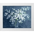thumbnail image 1 of Nai, Danhui 18x15 White Modern Wood Framed Museum Art Print Titled - Fresh White Bouquet Dark Blue, 1 of 4