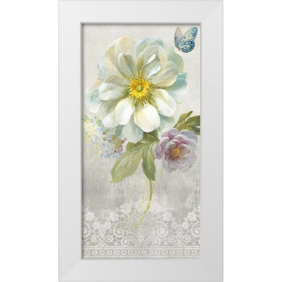 Nai, Danhui 18x32 White Modern Wood Framed Museum Art Print Titled - Textile Floral IV