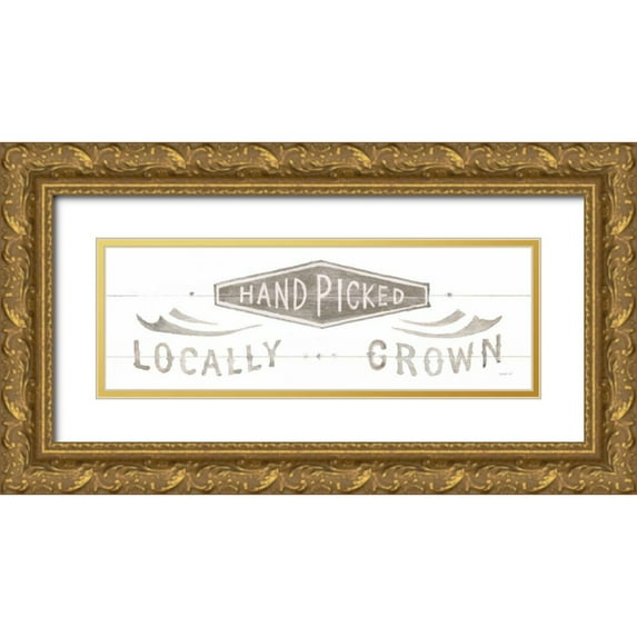 Nai, Danhui 18x9 Gold Ornate Wood Framed with Double Matting Museum Art Print Titled - Homegrown Summer Sign II v2