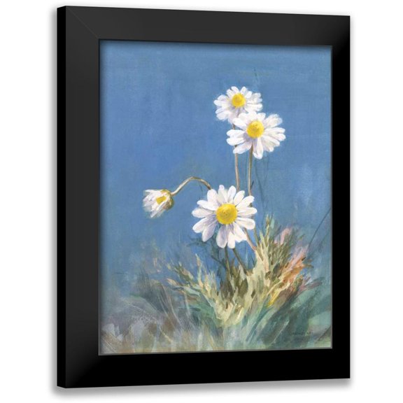Nai, Danhui 19x24 Black Modern Framed Museum Art Print Titled - White Daisies No Butterfly