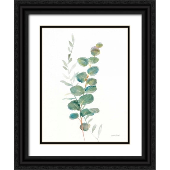 Nai, Danhui 19x24 Black Ornate Wood Framed with Double Matting Museum Art Print Titled - Greenery III