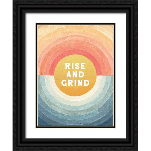 Nai, Danhui 19x24 Black Ornate Wood Framed with Double Matting Museum Art Print Titled - Retro Vibes Rise and Grind