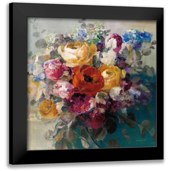 Nai, Danhui 20x20 Black Modern Framed Museum Art Print Titled - Fall Bouquet Orange Rose