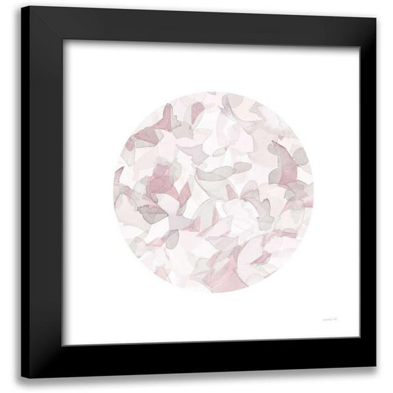 Nai, Danhui 20x20 Black Modern Framed Museum Art Print Titled - Leafy Abstract Circle I Blush Gray