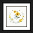 thumbnail image 1 of Nai, Danhui 20x20 Black Ornate Wood Framed with Double Matting Museum Art Print Titled - Bees and Blooms Flowers V with Wreath, 1 of 4