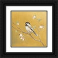 thumbnail image 1 of Nai, Danhui 20x20 Black Ornate Wood Framed with Double Matting Museum Art Print Titled - Black Capped Chickadee on Gold, 1 of 4