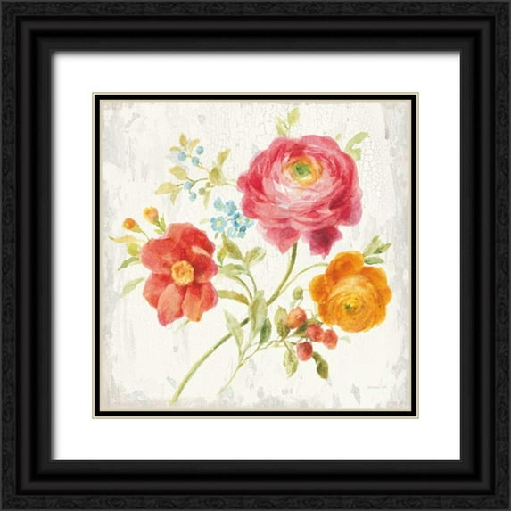 Nai, Danhui 20x20 Black Ornate Wood Framed with Double Matting Museum Art Print Titled - Full Bloom III