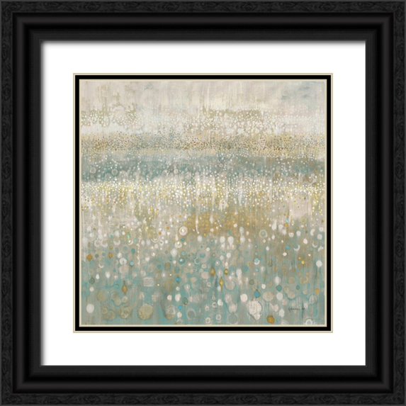 Nai, Danhui 20x20 Black Ornate Wood Framed with Double Matting Museum Art Print Titled - Rain Abstract II Neutral