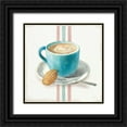 thumbnail image 1 of Nai, Danhui 20x20 Black Ornate Wood Framed with Double Matting Museum Art Print Titled - Wake Me Up Coffee I with Stripes, 1 of 4