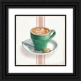 thumbnail image 1 of Nai, Danhui 20x20 Black Ornate Wood Framed with Double Matting Museum Art Print Titled - Wake Me Up Coffee II with Stripes, 1 of 4