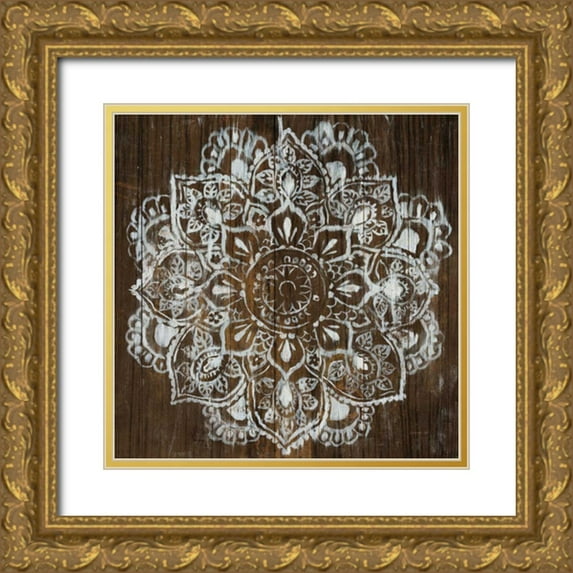 Nai, Danhui 20x20 Gold Ornate Wood Framed with Double Matting Museum Art Print Titled - Mandala on Dark Wood