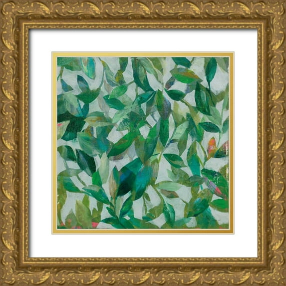 Nai, Danhui 20x20 Gold Ornate Wood Framed with Double Matting Museum Art Print Titled - Summer Garden Greenery I