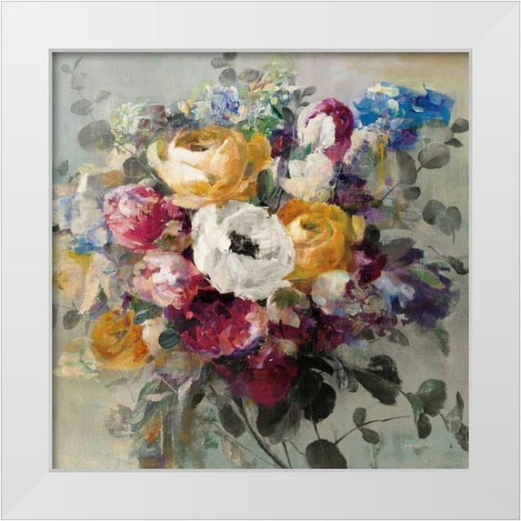 Nai, Danhui 20x20 White Modern Wood Framed Museum Art Print Titled - Fall Bouquet Neutral