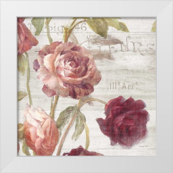 Nai, Danhui 20x20 White Modern Wood Framed Museum Art Print Titled - French Roses IV