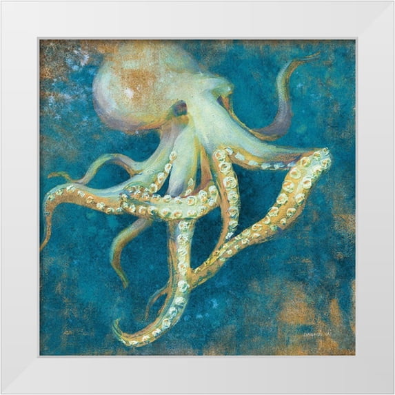 Nai, Danhui 20x20 White Modern Wood Framed Museum Art Print Titled - Ocean Octopus